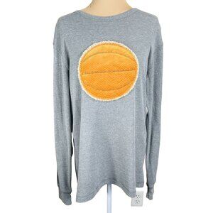Unbranded Basketball Applique Long Sleeve Gray Novelty T-Shirt Size L Large